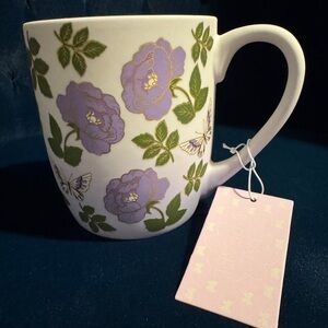 Petal & Pearl Soft Touch Coffee Mug - lavender ombré rose & butterflies